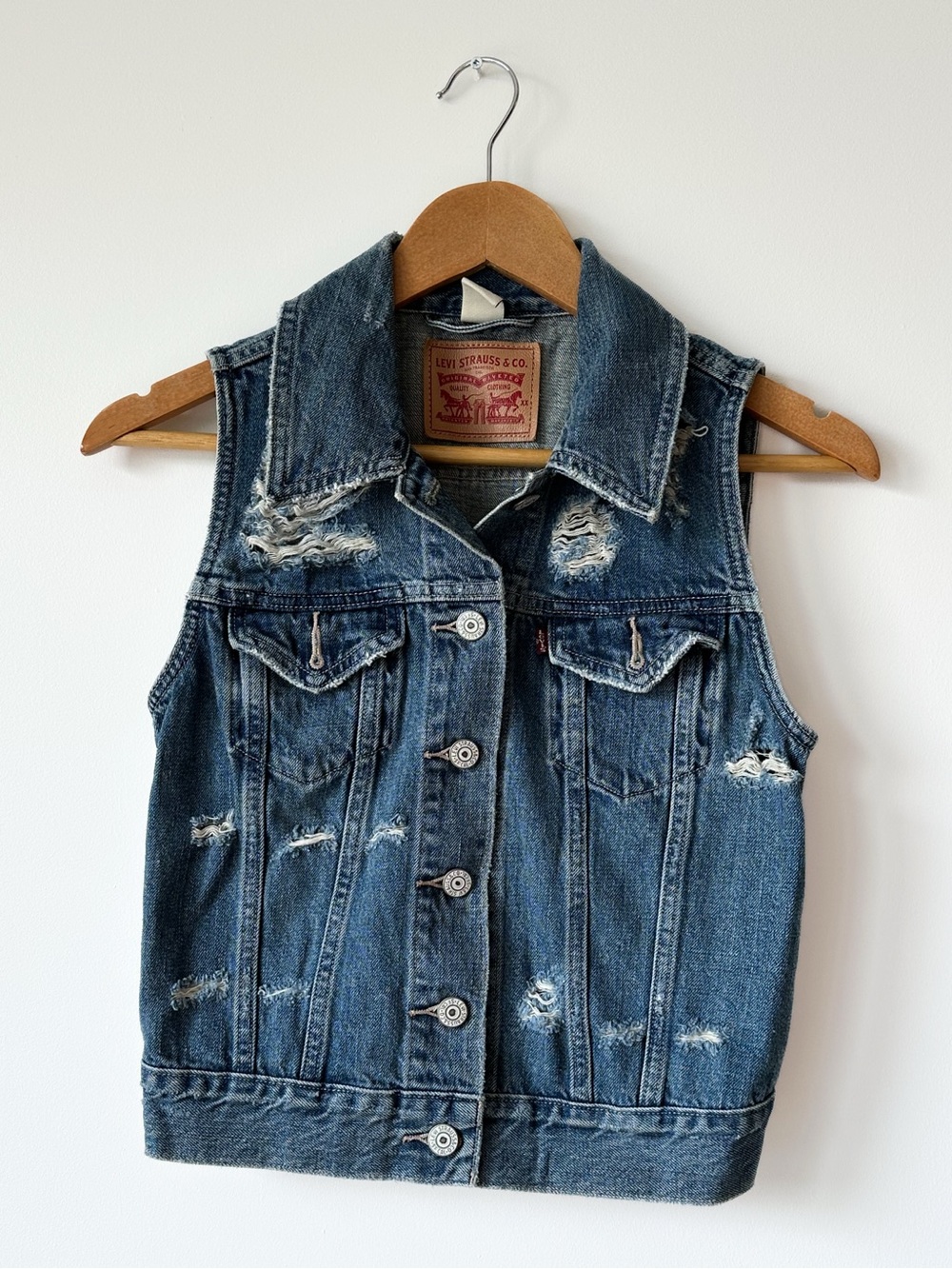 Levi's Distressed Denim Vest - Size XS